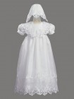 Long Embroidered Organza Baptism Gown