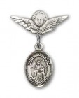 Pin Badge with St. Deborah Charm and Angel with Smaller Wings Badge Pin
