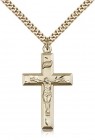 Classic Block Style Crucifix Medal