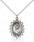 Pointed Open-Cut Border St. Christopher Necklace