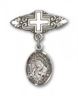 Pin Badge with St. Margaret of Cortona Charm and Badge Pin with Cross