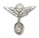 Pin Badge with Our Lady of Consolation Charm and Angel with Larger Wings Badge Pin
