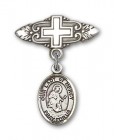 Pin Badge with Our Lady of Mercy Charm and Badge Pin with Cross