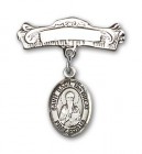 Pin Badge with St. Basil the Great Charm and Arched Polished Engravable Badge Pin