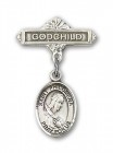 Pin Badge with St. Philomena Charm and Godchild Badge Pin