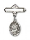 Pin Badge with St. Catherine of Sweden Charm and Polished Engravable Badge Pin