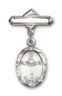 Baby Pin with Baptism Charm and Polished Engravable Badge Pin