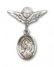 Pin Badge with St. Alphonsus Charm and Angel with Smaller Wings Badge Pin