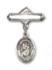 Pin Badge with St. Christopher Charm and Polished Engravable Badge Pin
