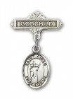 Pin Badge with St. Aidan of Lindesfarne Charm and Godchild Badge Pin