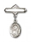Pin Badge with Our Lady of la Vang Charm and Polished Engravable Badge Pin