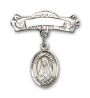 Pin Badge with St. Martha Charm and Arched Polished Engravable Badge Pin