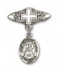 Pin Badge with St. Frances of Rome Charm and Badge Pin with Cross