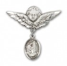Pin Badge with St. Elizabeth of the Visitation Charm and Angel with Larger Wings Badge Pin