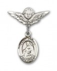 Pin Badge with St. Agnes of Rome Charm and Angel with Smaller Wings Badge Pin