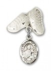 Pin Badge with St. Martin de Porres Charm and Baby Boots Pin