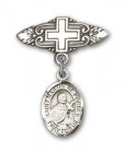 Pin Badge with St. Martin de Porres Charm and Badge Pin with Cross