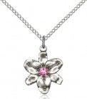Small Five Petal Chastity Pendant with Birthstone Center