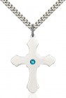 Large High Polished Soft Edge Cross Pendant with Birthstone Options