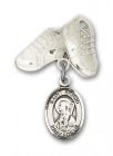 Pin Badge with St. Brigid of Ireland Charm and Baby Boots Pin