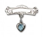 Sterling Silver Engravable Baby Pin with Blue Enamel Miraculous Charm
