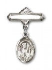 Pin Badge with St. Thomas More Charm and Polished Engravable Badge Pin