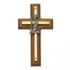 First Communion Boy's Wood and Brass Cross - 4.5 inches