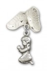 Baby Pin with Praying Girl Charm and Baby Boots Pin
