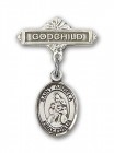 Pin Badge with St. Angela Merici Charm and Godchild Badge Pin