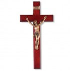 Dark Cherry Wall Crucifix with Traditional Corpus - 12 inch