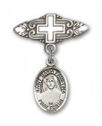 Pin Badge with St. Maria Faustina Charm and Badge Pin with Cross