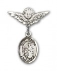 Pin Badge with St. Aaron Charm and Angel with Smaller Wings Badge Pin