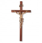 INRI Gold-tone Walnut Wall Crucifix - 11 inch