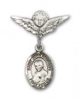 Pin Badge with St. John Neumann Charm and Angel with Smaller Wings Badge Pin