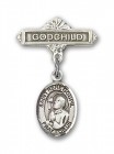 Pin Badge with St. Rene Goupil Charm and Godchild Badge Pin