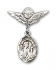 Pin Badge with St. Thomas More Charm and Angel with Smaller Wings Badge Pin