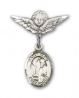 Pin Badge with St. Elmo Charm and Angel with Smaller Wings Badge Pin