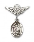 Pin Badge with St. Charles Borromeo Charm and Angel with Smaller Wings Badge Pin
