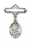 Pin Badge with St. Rosalia Charm and Polished Engravable Badge Pin