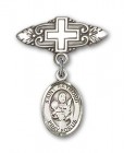 Pin Badge with St. Raymond Nonnatus Charm and Badge Pin with Cross