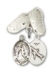 Pin Badge with St. Joseph of Cupertino Charm and Baby Boots Pin