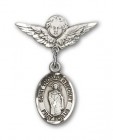 Pin Badge with St. Thomas A Becket Charm and Angel with Smaller Wings Badge Pin