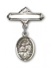 Pin Badge with Sts. Cosmas &amp; Damian Charm and Polished Engravable Badge Pin