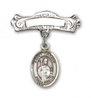 Pin Badge with St. Kilian Charm and Arched Polished Engravable Badge Pin