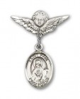 Pin Badge with St. Paul the Apostle Charm and Angel with Smaller Wings Badge Pin