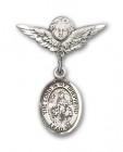 Pin Badge with Lord Is My Shepherd Charm and Angel with Smaller Wings Badge Pin