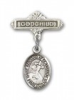 Pin Badge with St. Bernard of Clairvaux Charm and Godchild Badge Pin