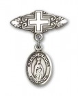 Pin Badge with Our Lady of Fatima Charm and Badge Pin with Cross
