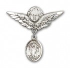 Pin Badge with St. Richard Charm and Angel with Larger Wings Badge Pin
