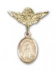 Pin Badge with St. Teresa of Avila Charm and Angel with Smaller Wings Badge Pin